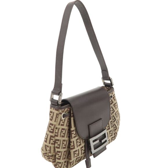 💎✨BEAUTIFUL✨💎Authentic FENDI Zucchino Canvas Leather Shoulder Bag - Picture 6 of 17